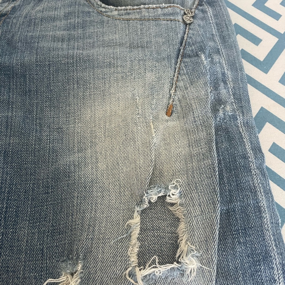 Allen B. By Allen Schwartz Blue Distressed Flare Jeans